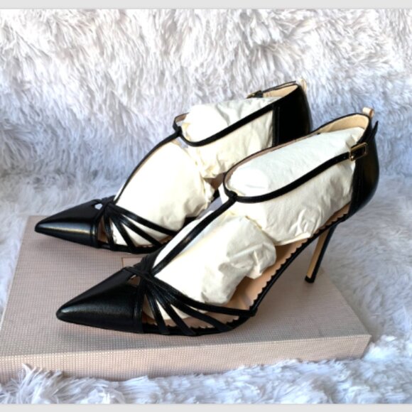 NIB SJP by Sarah Jessica Parker Carrie Black T-Strap Pumps EU 41.5 US 10.5 100mm - Picture 8 of 15